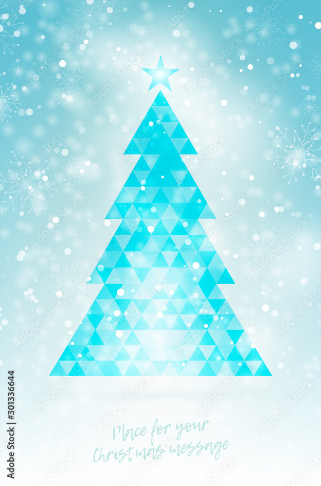 Christmas background with abstract triangle tree and snow Christmas background with abstract triangle tree and snow