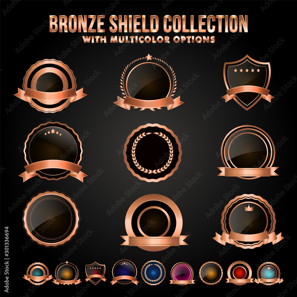 Bronze Shield or Badges Collection Set. Bronze Shield or Badges Collection Set.