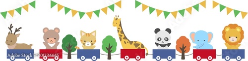 汽車に乗る可愛い動物のイラスト