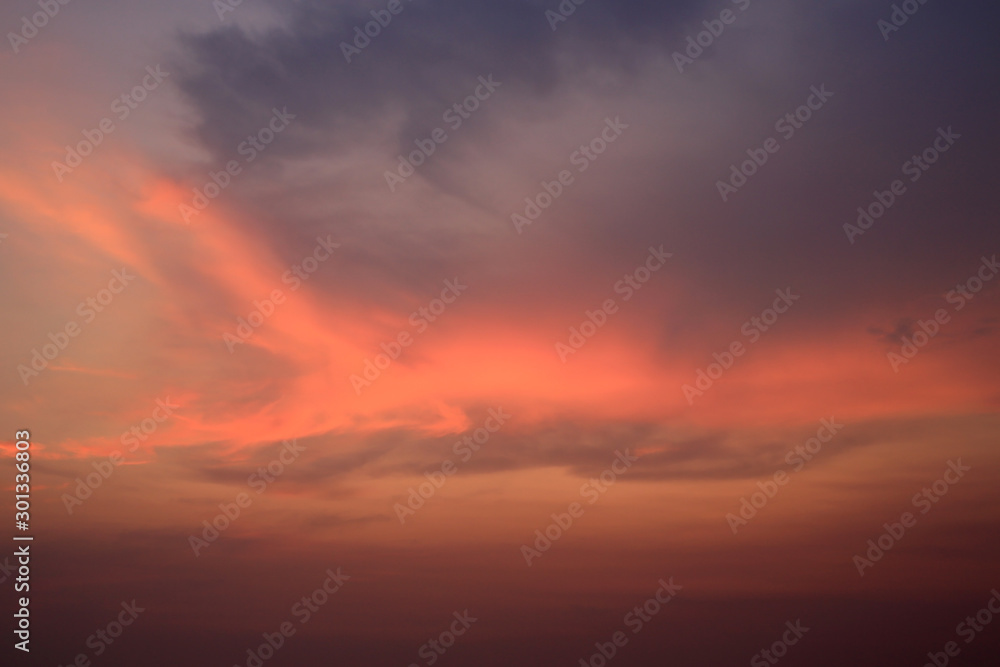 Abstract sunset cloud and colored over sky background.