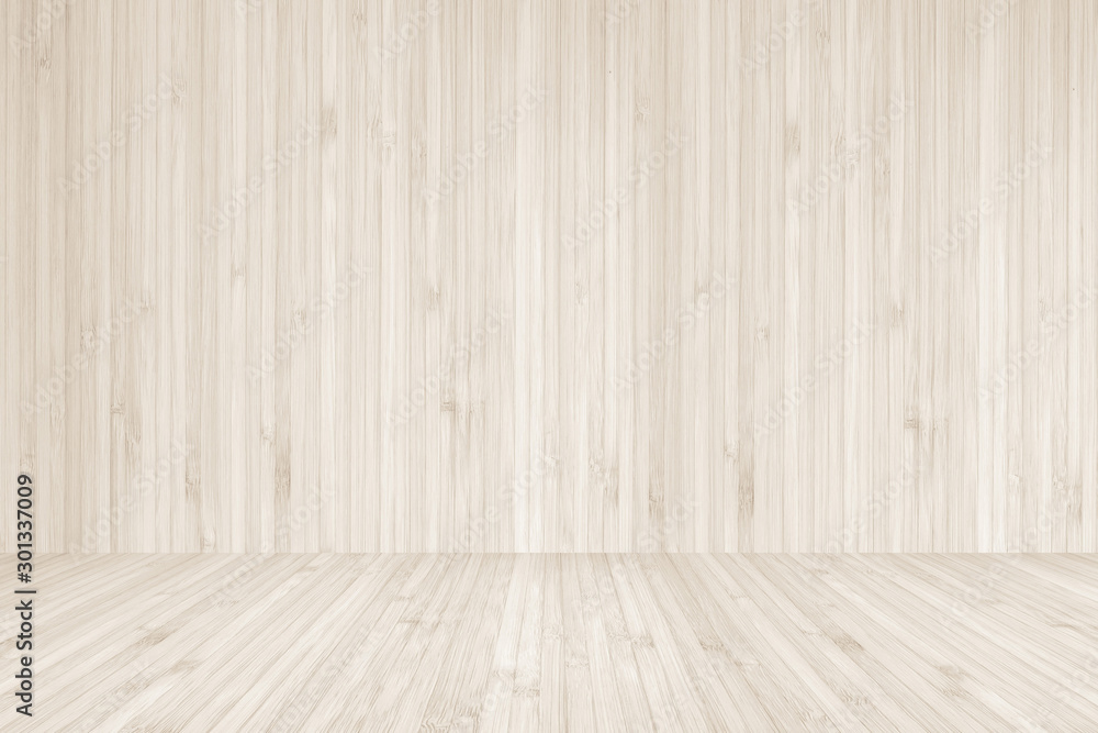 Wood floor and wall background, wooden texture room backdrop of light cream sepia brown color Wood floor and wall background, wooden texture room backdrop of light cream sepia brown color