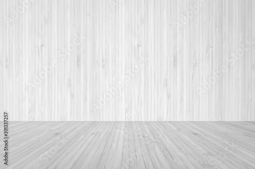 Wood floor textured background with wall wooden backdrop in light white grey color