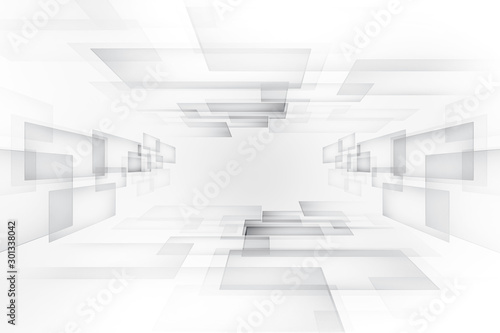 Empty technology interior grey and white background. Showcase to display your product backdrop. © SidorArt