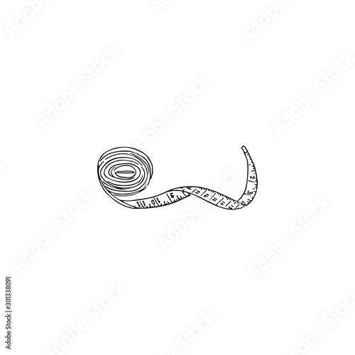 Measuring tape of the tailor isolated on white background