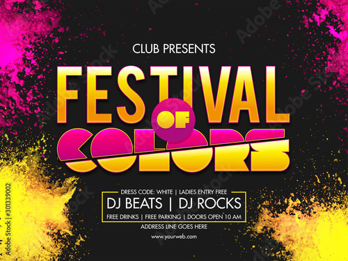 DJ Party Banner for Indian Colors Festival, Holi celebration.