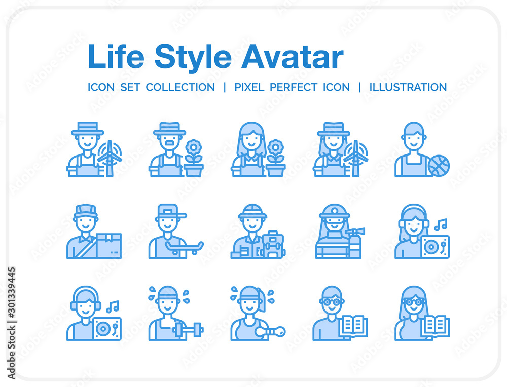 Life-Style-Avatar Icons Set. UI Pixel Perfect Well-crafted Vector Thin Line Icons. The illustrations are a vector. Life-Style-Avatar Icons Set. UI Pixel Perfect Well-crafted Vector Thin Line Icons. The illustrations are a vector.