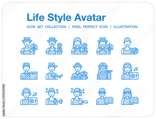 Life-Style-Avatar Icons Set. UI Pixel Perfect Well-crafted Vector Thin Line Icons. The illustrations are a vector.