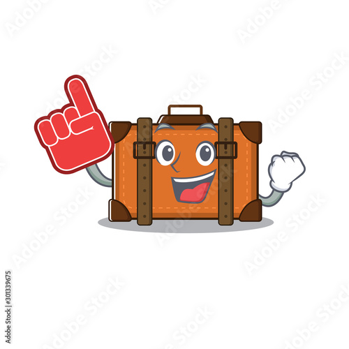 suitcase with in the cartoon foam finger shape