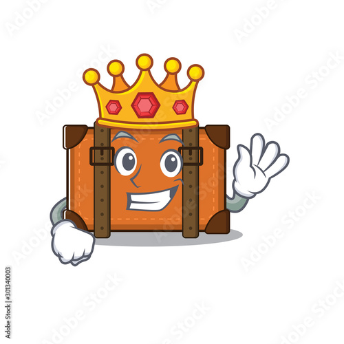 suitcase with in the cartoon king shape