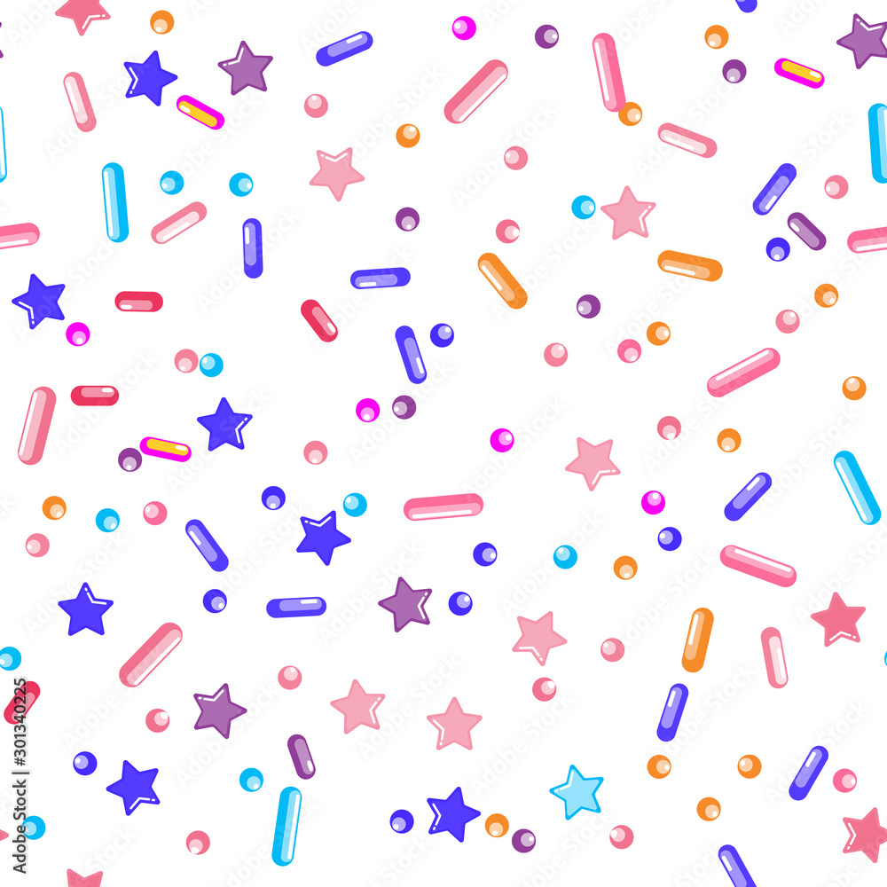 Sprinkle Cupcake Donut Topping. Seamless Pattern Sprinkle Cupcake Donut Topping. Seamless Pattern