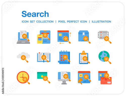Search Icons Set. UI Pixel Perfect Well-crafted Vector Thin Line Icons. The illustrations are a vector. © itim2101