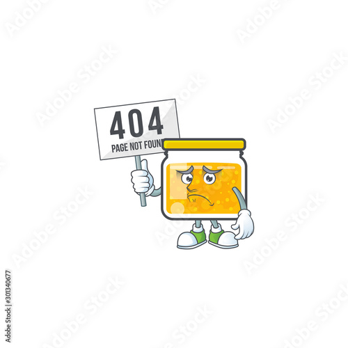 Sweet jam cartoon character with mascot pouting bring board