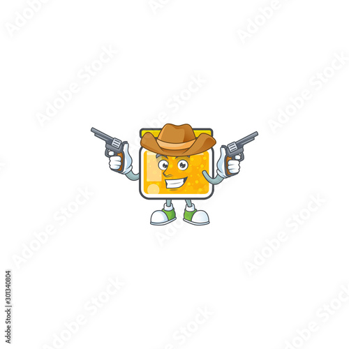 Sweet jam cartoon character with mascot cowboy