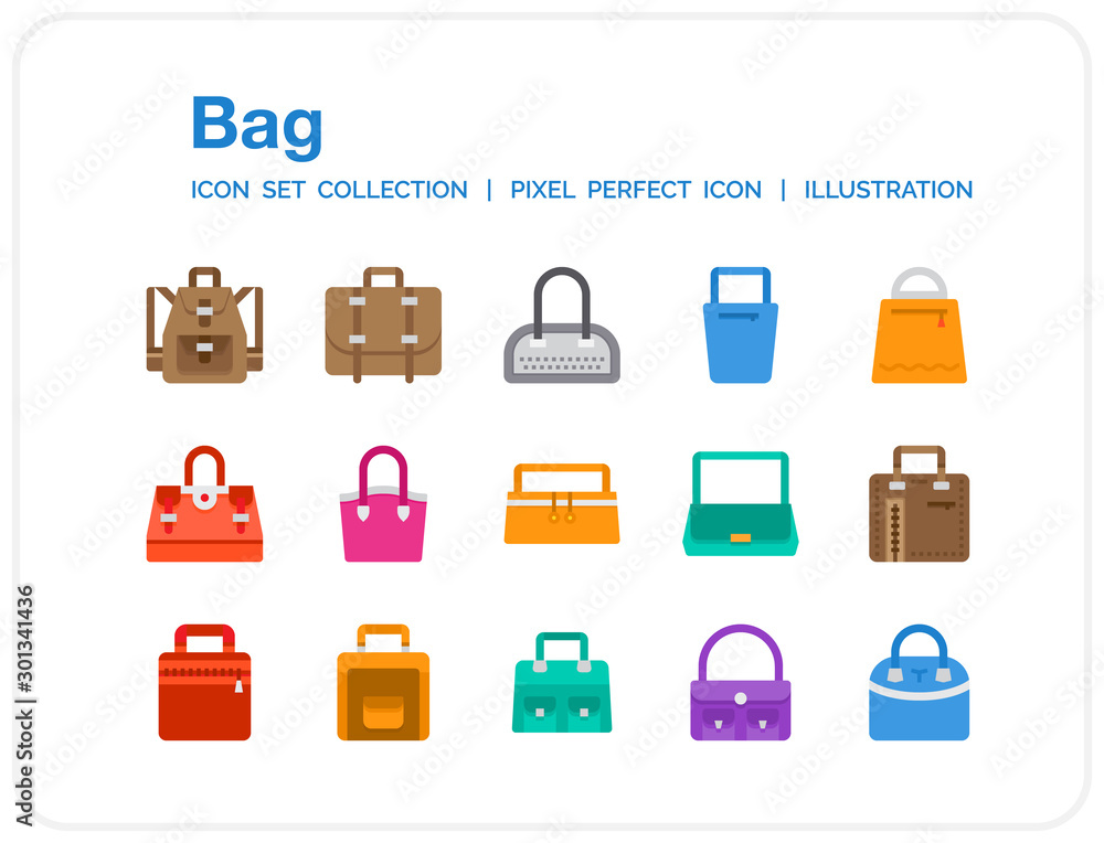 Bag Icons Set. UI Pixel Perfect Well-crafted Vector Thin Line Icons. The illustrations are a vector. Bag Icons Set. UI Pixel Perfect Well-crafted Vector Thin Line Icons. The illustrations are a vector.