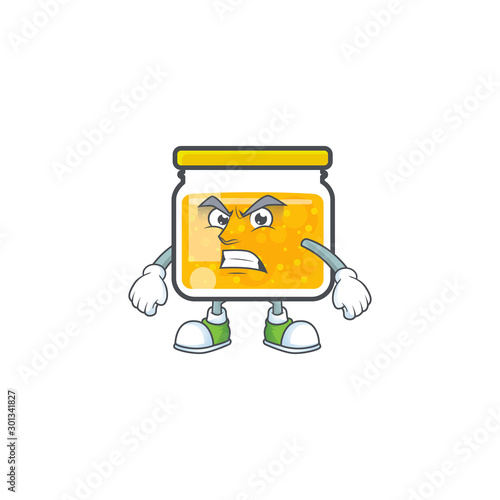Cute jam in jar with character annoyed.