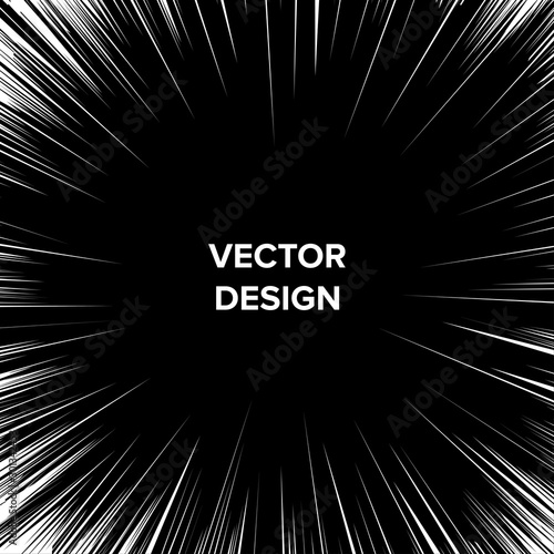 Comic Radial Speed Lines. Graphic Explosion with Speed Lines. Comic Book Design Element. Vector Illustration.