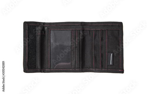 Nylon wallet. Tactical organizer. Black wallet on a white background. Pouch. Isolated on white.