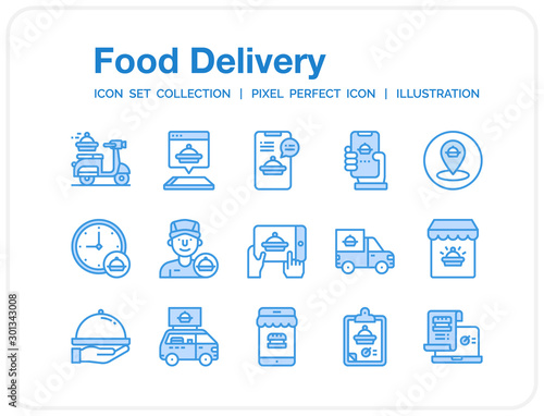 Food And Delivery Icons Set. UI Pixel Perfect Well-crafted Vector Thin Line Icons. The illustrations are a vector.