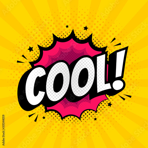 Cool sign in Pop Art Style. Comi icon over dotted background vector illustration