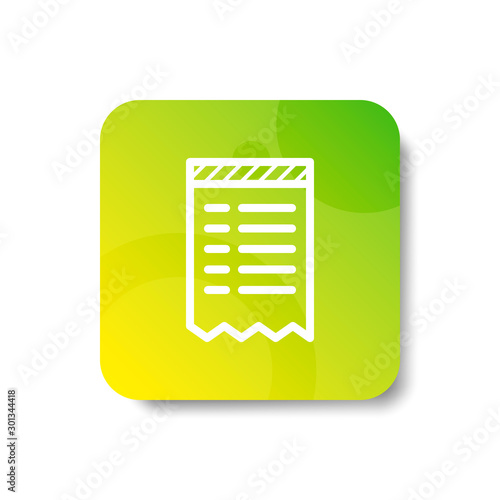 Torn invoice round icon in outline / line style (UNUNITE / UNGROUP LINE) with colorful smooth gradient background, suitable for mobile and web UI, app button,  infographic, etc photo