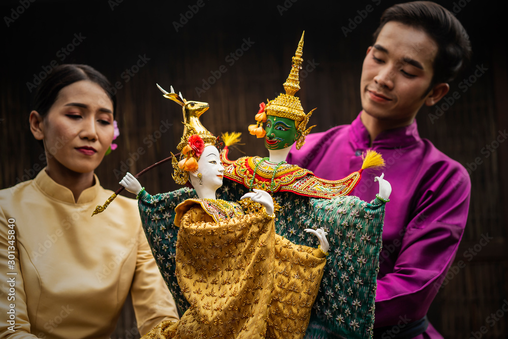 Team Asian People or Traditional Thai Puppet Theater of Arts and ...