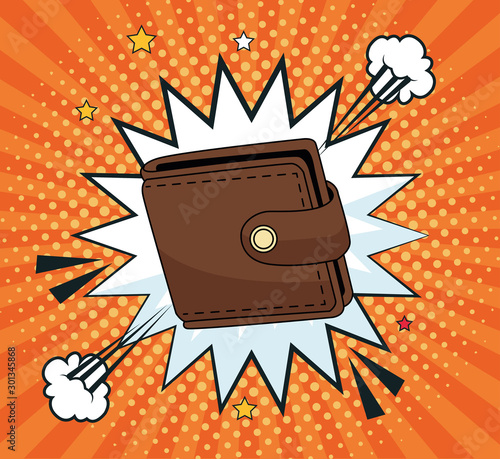 wallet money accessory pop art style
