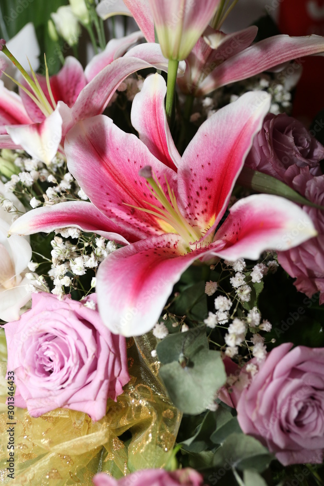 Fototapeta premium Flowers in festive attire, elegance