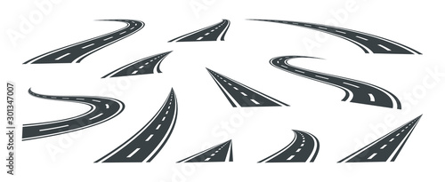 Set street and road vector template isolated on background.