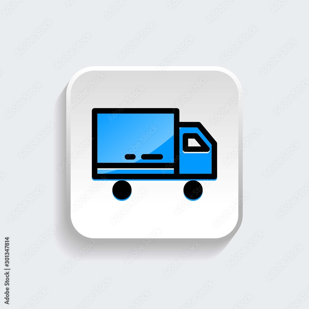 Delivery truck icon symbol with modern flat style icon for web site design, logo, app, UI isolated on white background. Vector illustration