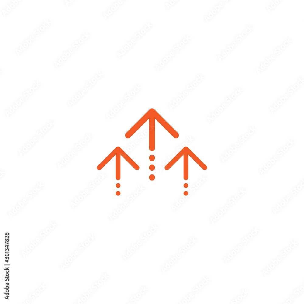three red thin arrows up icon. Isolated on white. Upload icon. Upgrade sign. Growth symbol. three red thin arrows up icon. Isolated on white. Upload icon. Upgrade sign. Growth symbol.