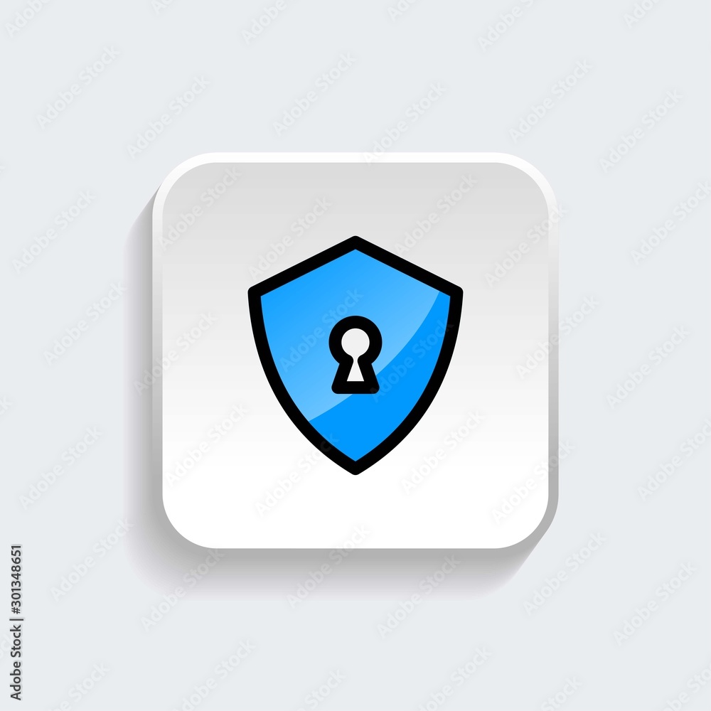 Security shield icon symbol of secure with modern flat style icon for web site design, logo, app, UI isolated on white background. Vector illustration Security shield icon symbol of secure with modern flat style icon for web site design, logo, app, UI isolated on white background. Vector illustration