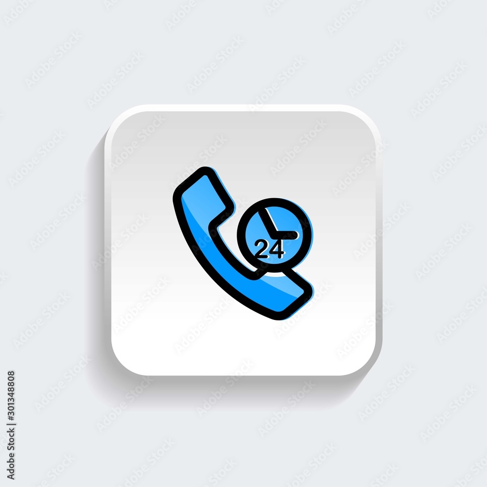 24 hour service call icon symbol with modern flat style icon for web site design, logo, app, UI isolated on white background. Vector illustration
