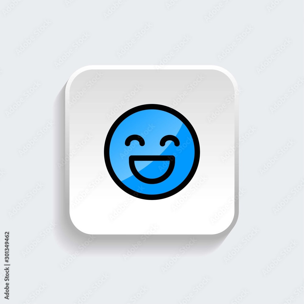 happy smile emoticon web icon symbol with modern flat style icon for web site design, logo, app, UI isolated on white background. Vector illustration