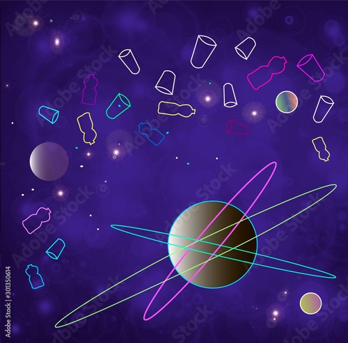 Tableau sur toile ecology illustration  environment pollution space world harmful non useful plas