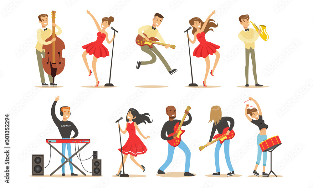 Images of singers and musicians. Vector illustration. Images of singers and musicians. Vector illustration.