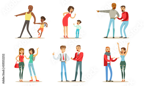 People argue with each other. Vector illustration.
