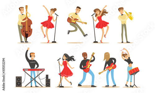 Images of singers and musicians. Vector illustration.