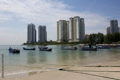 view on skyscrapers on Penang, island of Malaysia, gigh builduings, Asia photo