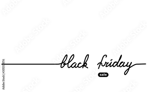 black friday one line minimal banner, background. Black friday sale lettering