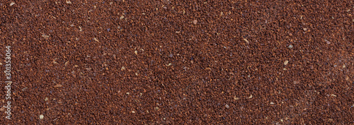 Coffee ground full background, banner, top view
