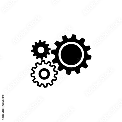 Settings gears icon vector in flat style for web, graphic and mobile design.