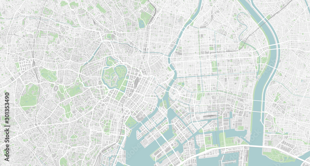 Fototapeta Szczegółowa mapa Tokio, Japonia