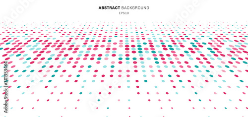Abstract technology futuristic style big data blue and pink geometric circle pattern perspective on white background and texture.