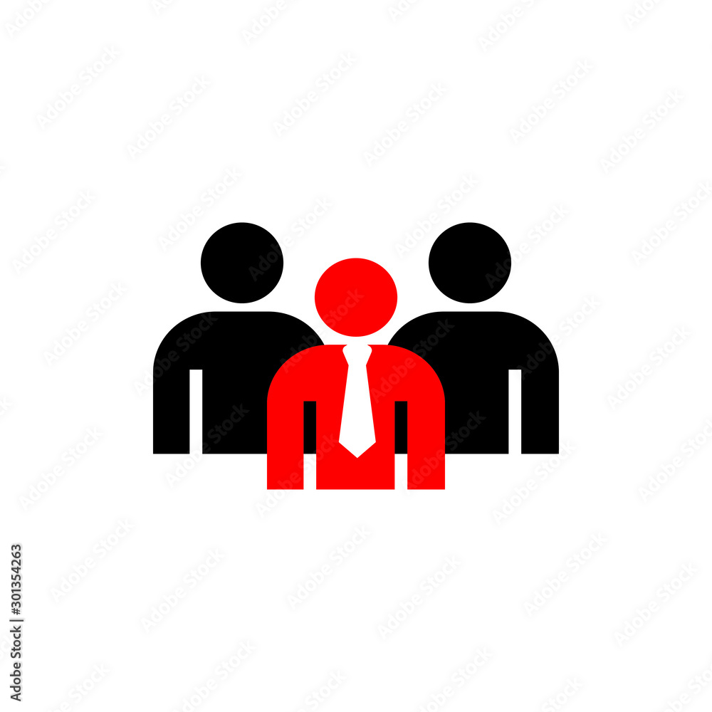 Symbol of business people in flat style with team leader. Icon for web site design, logo, app, isolated on white background. vector illustration eps 10 Symbol of business people in flat style with team leader. Icon for web site design, logo, app, isolated on white background. vector illustration eps 10