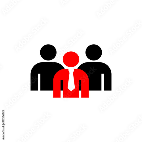 Symbol of business people in flat style with team leader. Icon for web site design, logo, app, isolated on white background. vector illustration eps 10