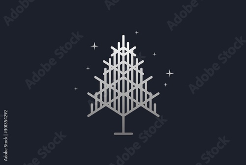 Minimalist modern spruce tree line art logo design vector graphic