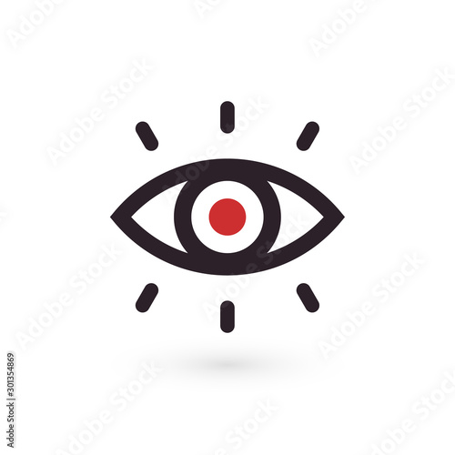 Eye outline icon, linear style, perfect for vision icon, eye surgery emblem, retina recognition tech logotype, optical innovative developments logo, CCTV system pictogram, idea symbol, vector.
