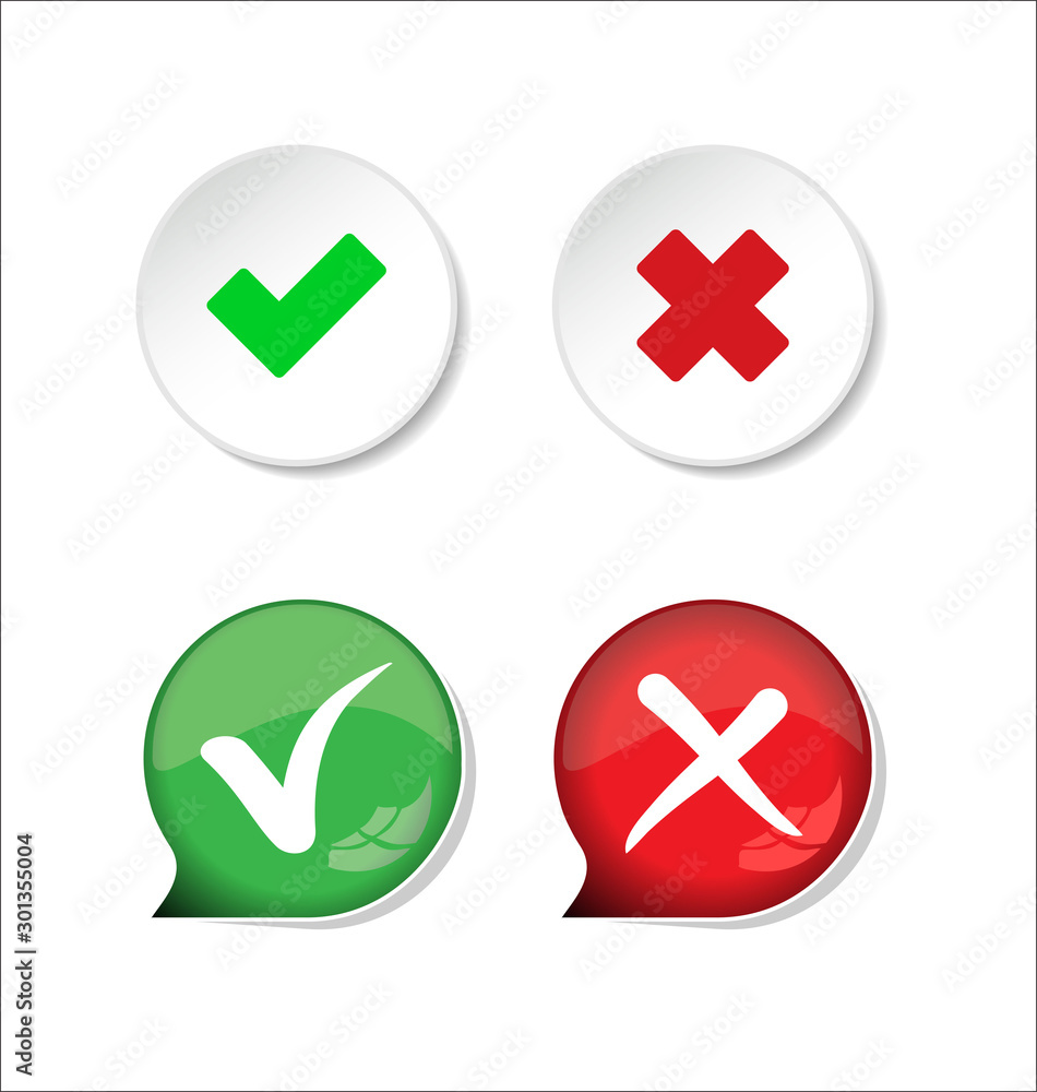 Confirm and deny checkmark and x icon button Confirm and deny checkmark and x icon button