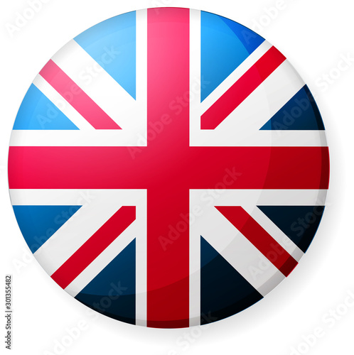 Circular country flag icon illustration ( button badge ) / UK, united kingdom, union jack