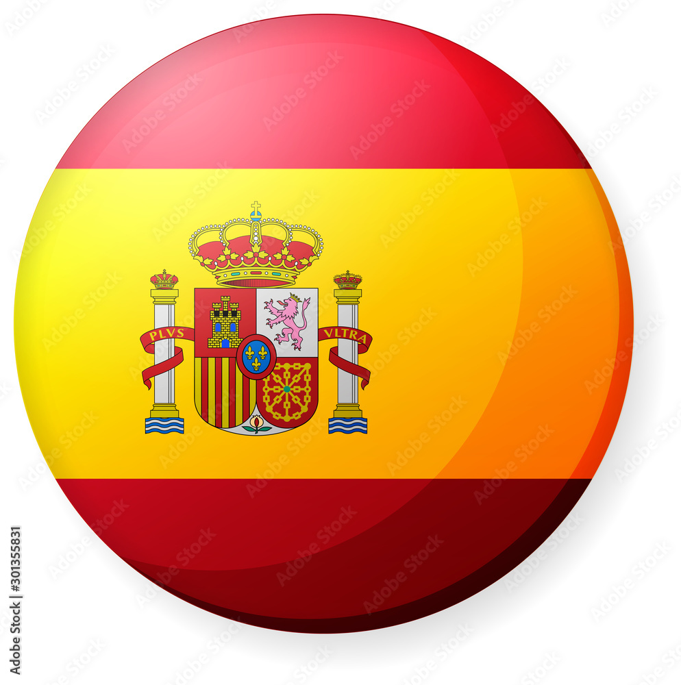 Obraz premium Circular country flag icon illustration ( button badge ) / Spain